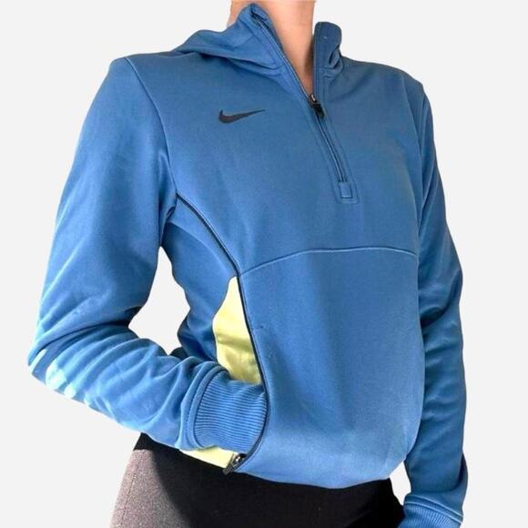 Nike Sweaters - Nike quarter zip hoodie dri fit sweatshirt size XS blue yellow black